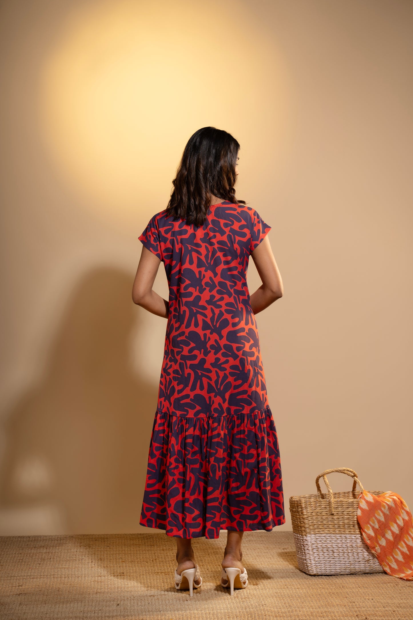 Coral Bloom High-Low Dress
