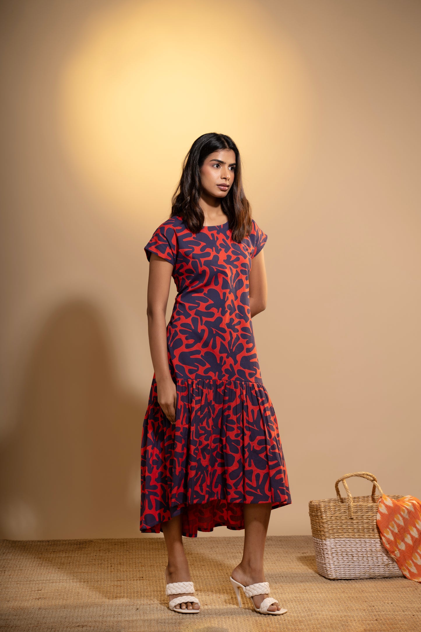 Coral Bloom High-Low Dress