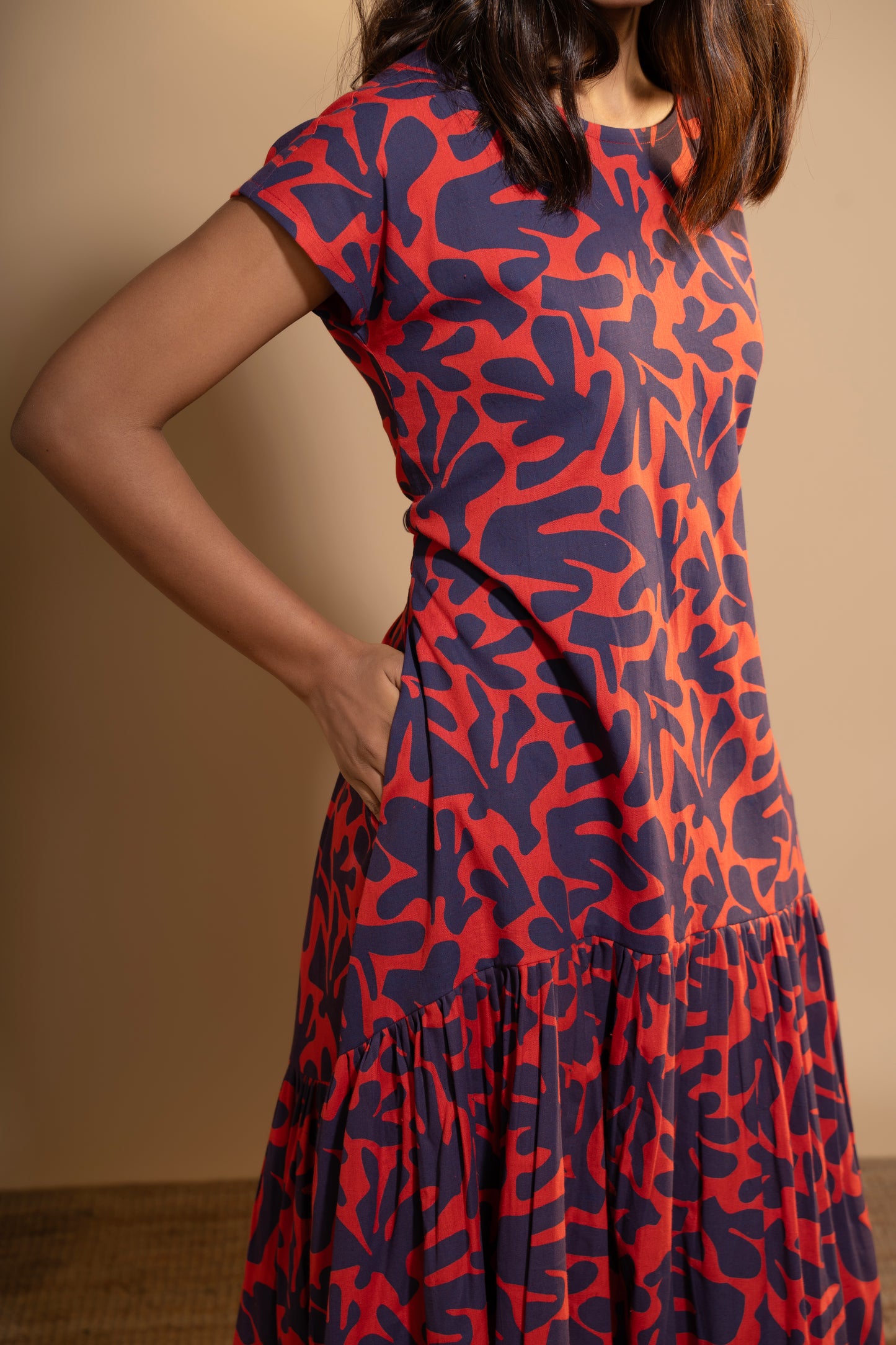 Coral Bloom High-Low Dress