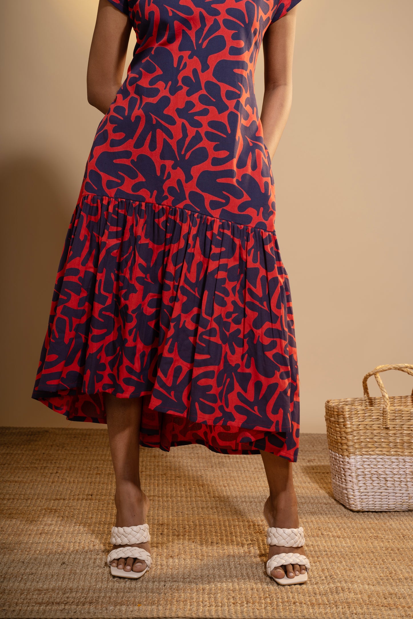 Coral Bloom High-Low Dress