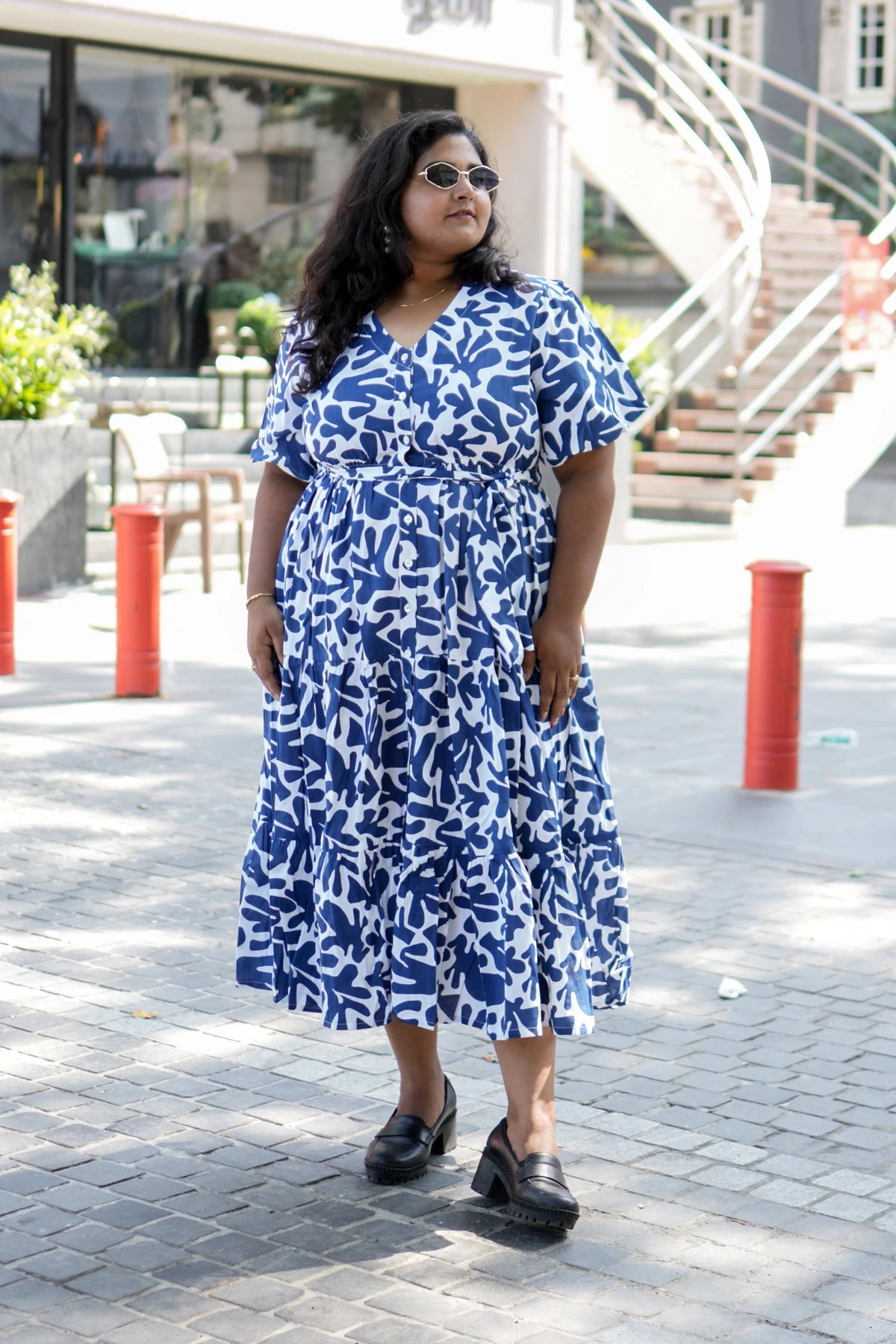 Azure Bloom Midi Dress